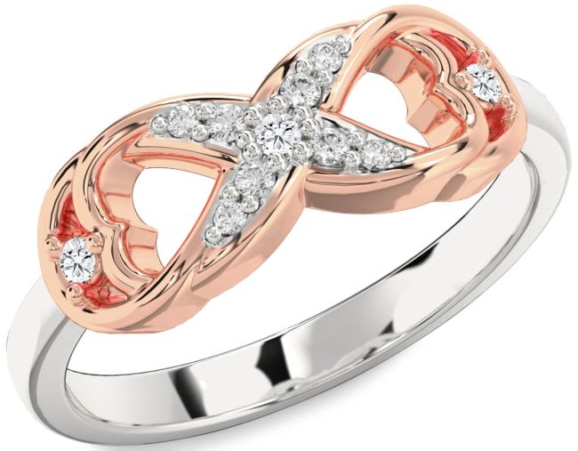 Diamond Silver & 10K Rose Gold Infinity Ring