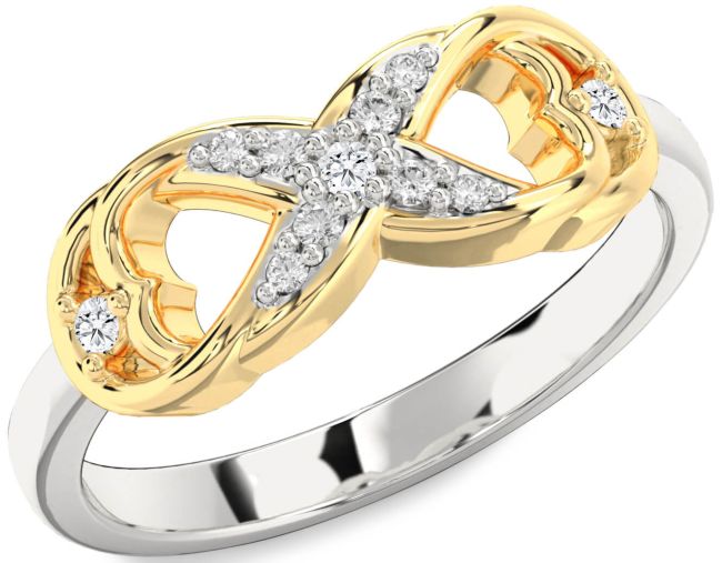 Lab Diamond Gold Silver Infinity Ring
