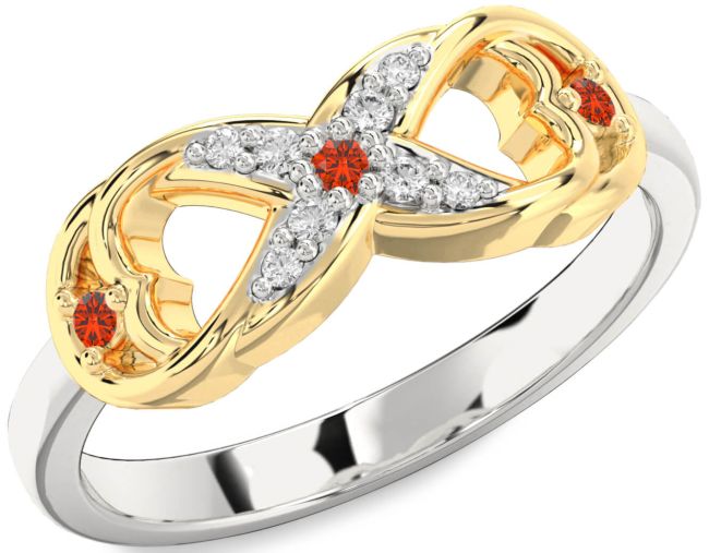 Diamond Fire Opal Gold Silver Infinity Ring
