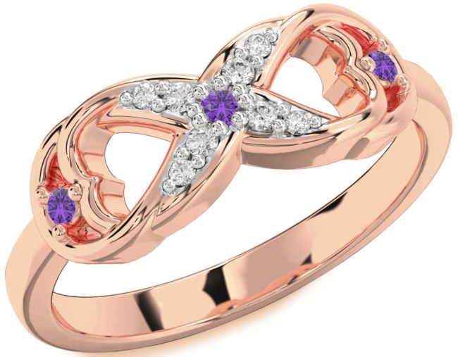 Diamond Amethyst Rose Gold Infinity Ring