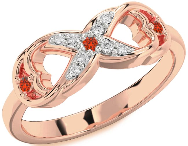 Diamond Fire Opal Rose Gold Infinity Ring