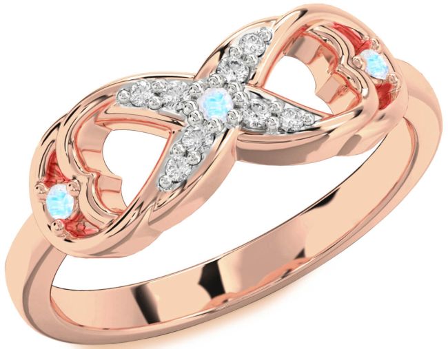 Diamond Moonstone Rose Gold Infinity Ring