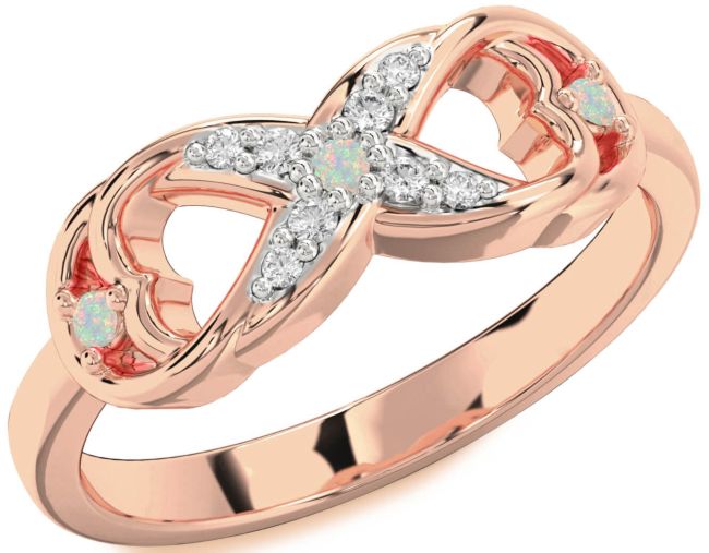 Diamond Opal Rose Gold Infinity Ring