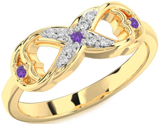 Diamond Amethyst Gold Infinity Ring