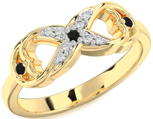 Black Diamond Gold Infinity Ring