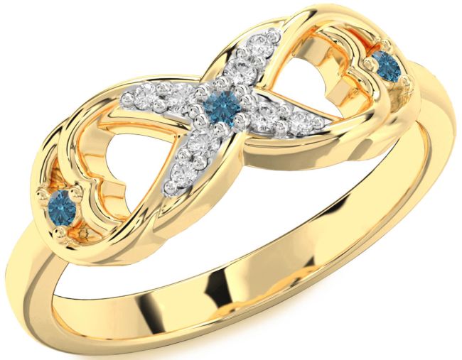 Blue Diamond Gold Infinity Ring