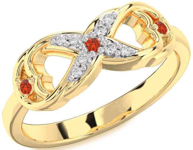Diamond Fire Opal Gold Infinity Ring