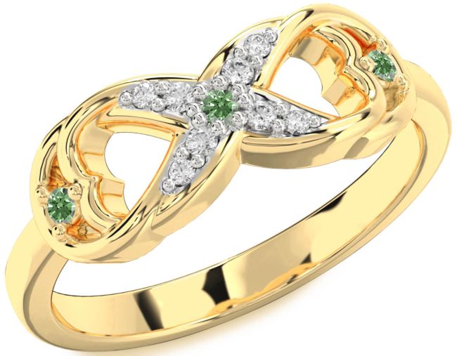 Green Diamond Gold Infinity Ring