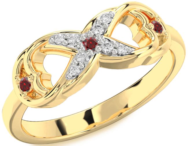 Diamond Garnet Gold Infinity Ring