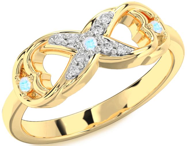 Diamond Moonstone Gold Infinity Ring