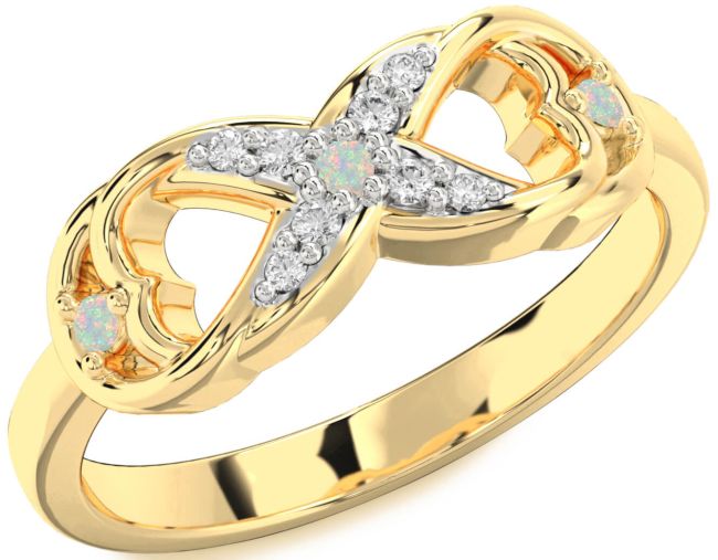 Diamond Opal Gold Infinity Ring