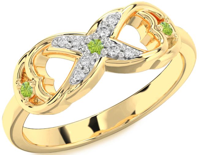 Diamond Peridot Gold Infinity Ring