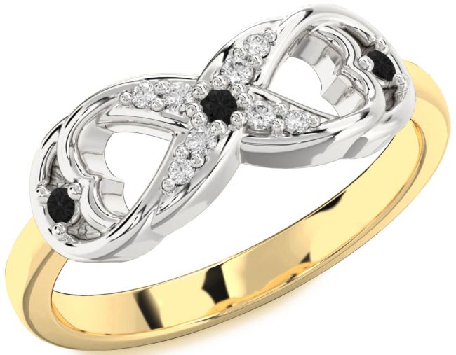 Black Diamond Gold Silver Infinity Ring