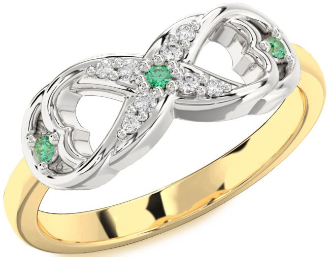 Diamond Emerald Gold Silver Infinity Ring