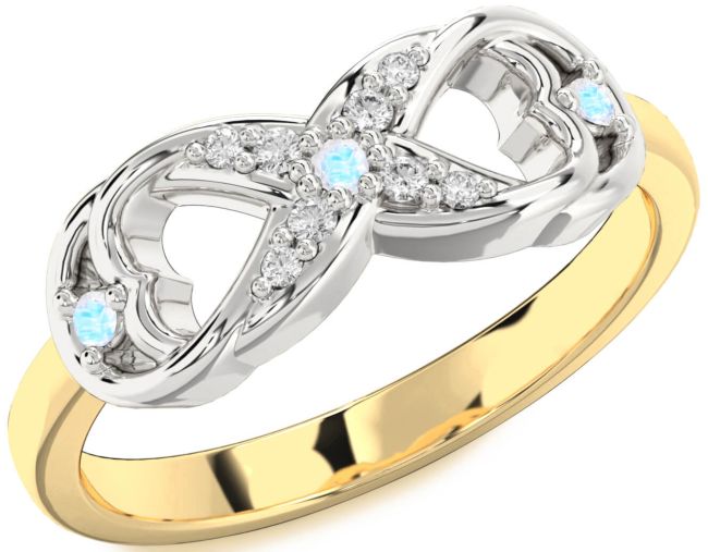 Diamond Moonstone Gold Silver Infinity Ring