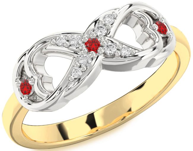 Diamond Ruby Gold Silver Infinity Ring