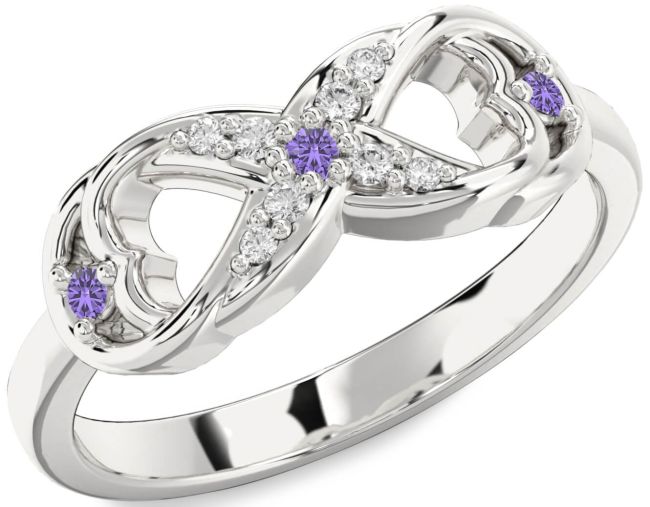 Diamond Alexandrite Silver Infinity Ring