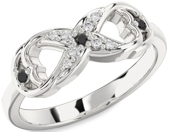 Diamond Black Onyx Silver Infinity Ring