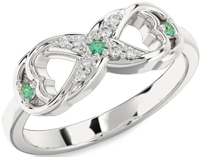 Diamond Emerald White Gold Infinity Ring