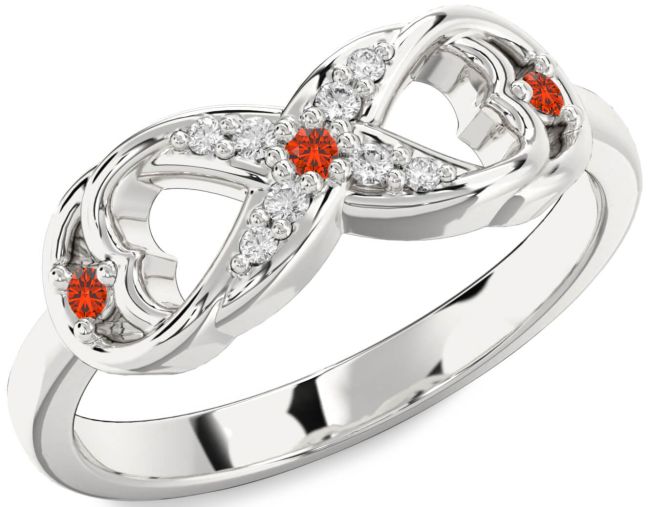Diamond Fire Opal Platinum Infinity Ring