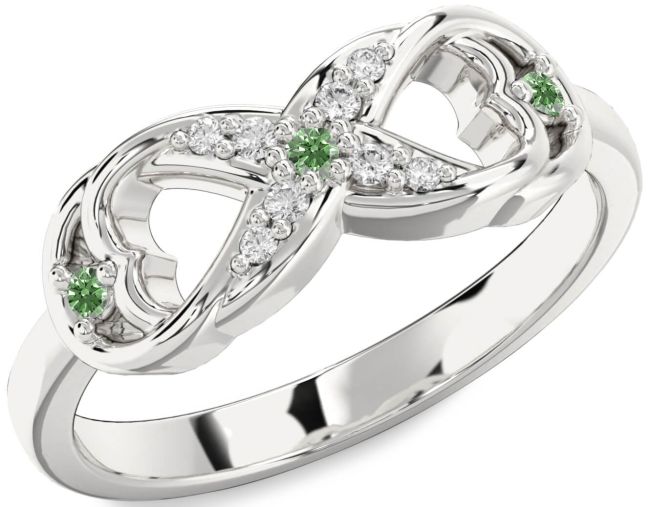 Green Diamond Platinum Infinity Ring