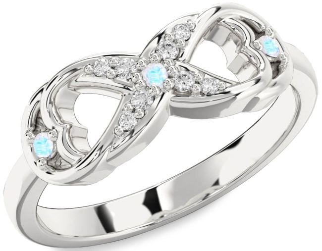 Diamond Moonstone Platinum Infinity Ring