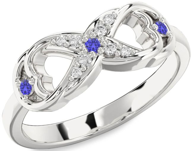 Diamond Tanzanite Silver Infinity Ring