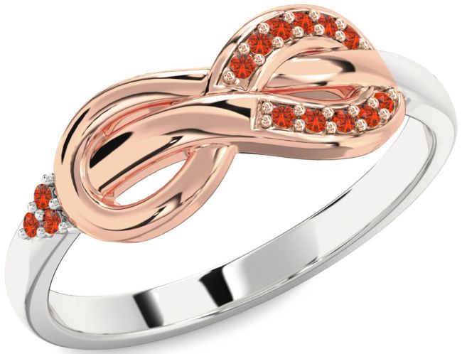 Fire Opal Rose Gold Silver Infinity Ring