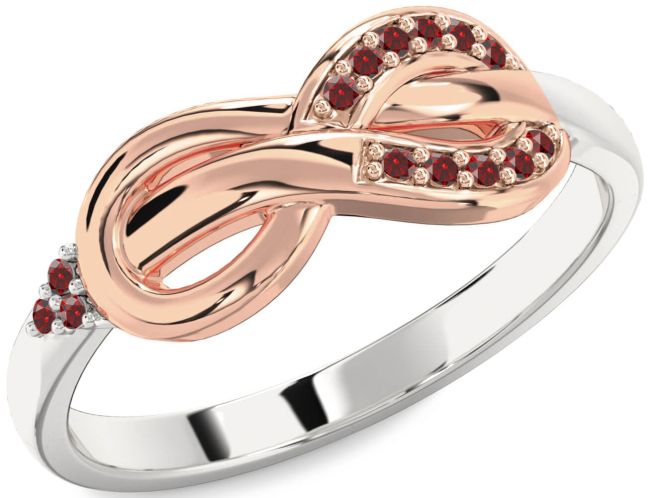Garnet White Rose Gold Infinity Ring