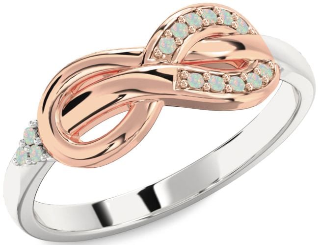 Opal Rose Gold Silver Infinity Ring