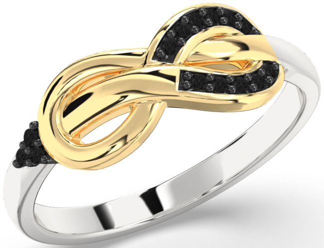 Black Diamond Gold Silver Infinity Ring