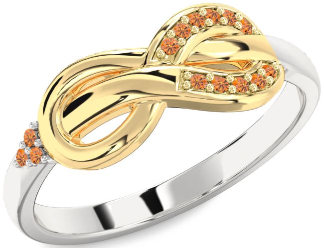 Citrine Gold Silver Infinity Ring