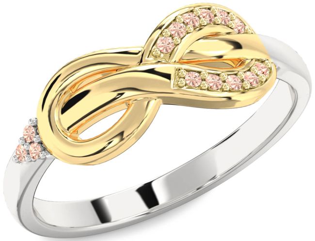 Morganite Gold Silver Infinity Ring