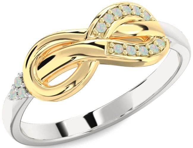 Opal Gold Silver Infinity Ring