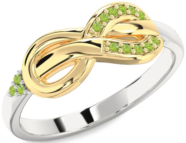 Peridot Gold Silver Infinity Ring