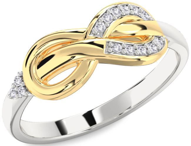 Salt & Pepper Diamond Gold Silver Infinity Ring