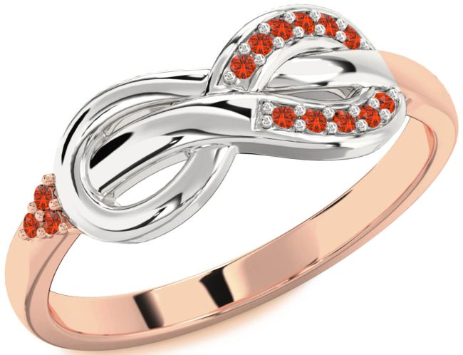 Fire Opal Rose Gold Silver Infinity Ring
