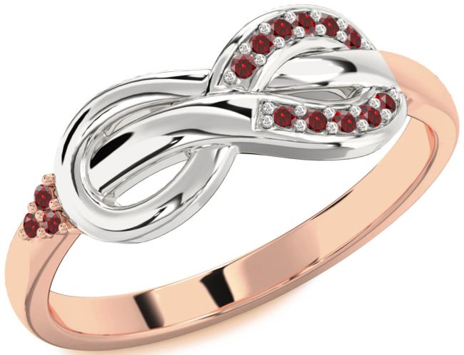 Garnet Rose Gold Silver Infinity Ring