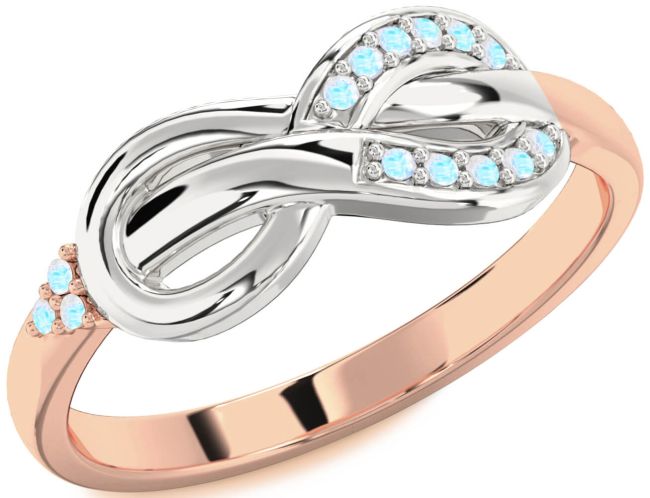 Moonstone Rose Gold Silver Infinity Ring