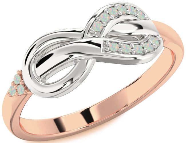 Opal Rose Gold Silver Infinity Ring