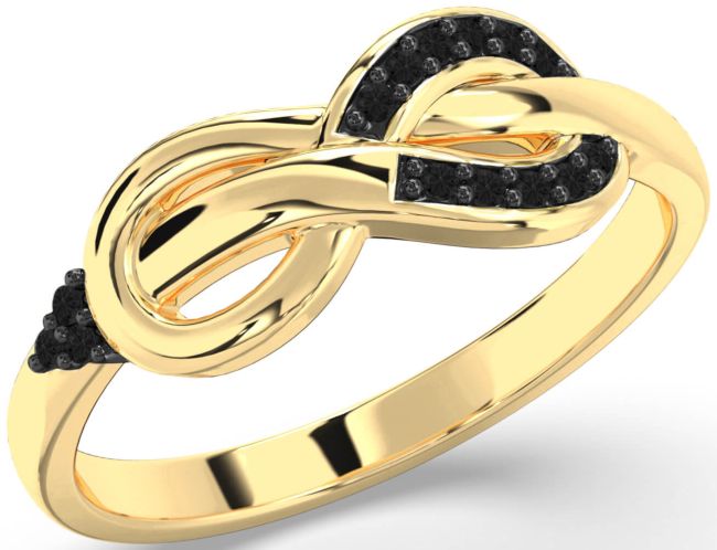 Black Diamond Gold Infinity Ring