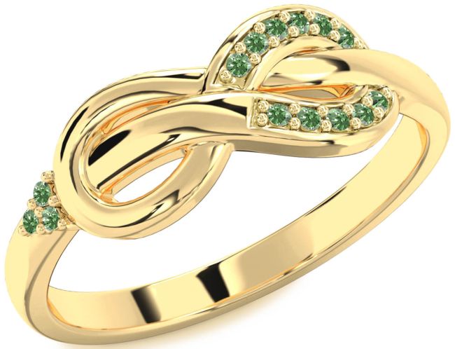 Green Diamond Gold Infinity Ring