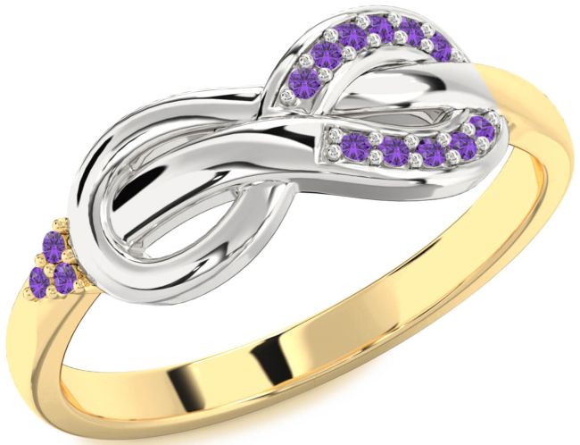 Amethyst Gold Silver Infinity Ring