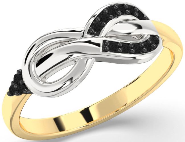 Black Diamond Gold Silver Infinity Ring