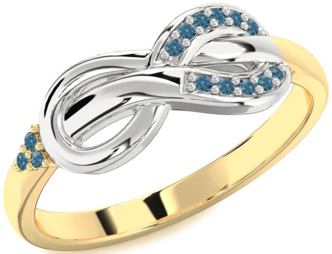 Blue Diamond Gold Silver Infinity Ring
