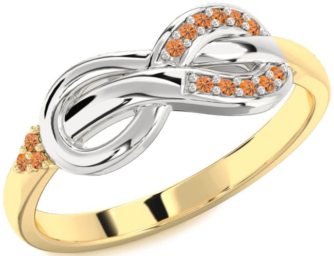Citrine Gold Silver Infinity Ring