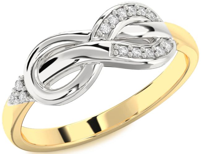 Diamond White Yellow Gold Infinity Ring