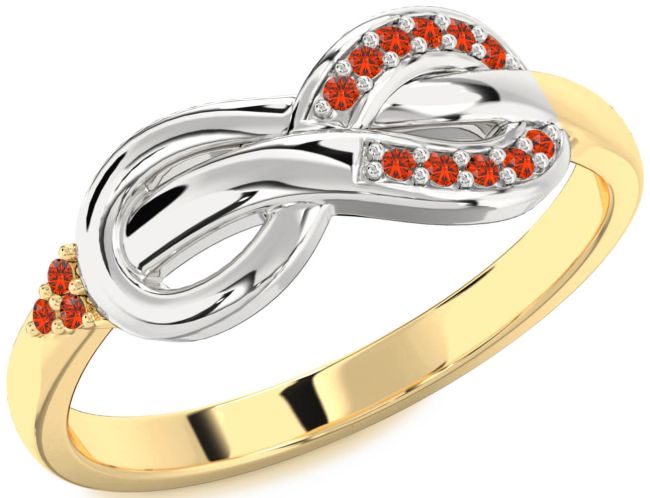 Fire Opal Gold Silver Infinity Ring