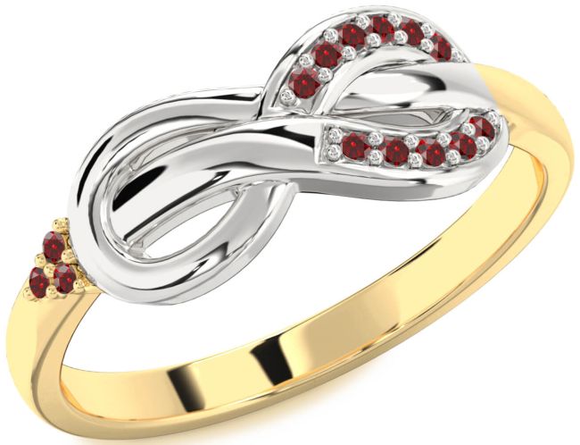 Garnet Gold Silver Infinity Ring