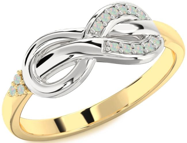Opal Gold Silver Infinity Ring